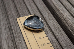 Rare and elegant Mexican Psilomelane heart shape pendant with 925 silver (ETP00226)