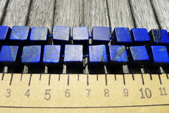 Matte Lapis Lazuli 8.5-10mm cube beads (amazing blue colour with gold sparkles) (ETB00787)