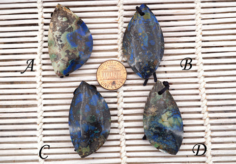 Rare and Natural Azurite freeform pendants (ETP00180)