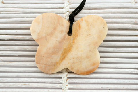 Matte Honey Palm Wood butterfly pendant (ETP00127)