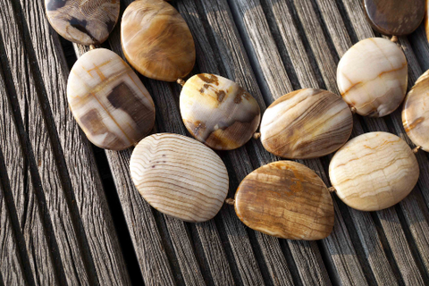 Rare, beautiful & natural Petrified Wood 25-33mm freeform beads (ETB00542)