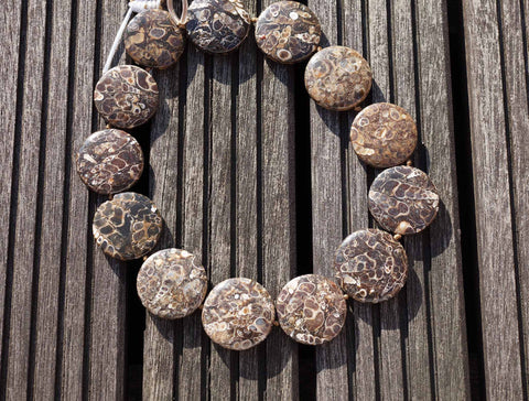 Turritella Agate 28-32mm round disc beads (ETB00336)