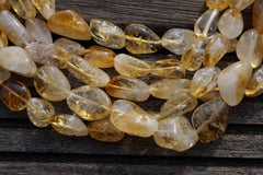 Natural Citrine quartz (Brazil) tumble beads (ETB00083)