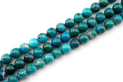 Natural Amazing blue Peruvian Chrysocolla A grade 6.5-7mm round beads  (ETB00164)