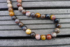 Petrified Rainbow Wood from Arizona 10.5-12.5mm round beads (ETB00255)