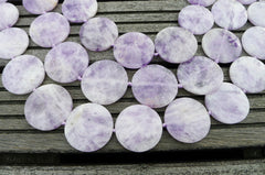 Natural Lavender Amethyst (Madagascar) 25-38mm round disc beads (ETB00242)