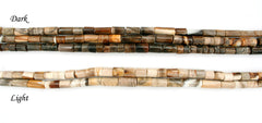 Wood Opalite/ Petrified Wood 6-8mm cylinder beads (ETB00539)