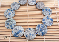 K2 Blue round dics beads 31-38mm (ETB01623) Rare/Unique jewelry/Vintage jewelry/Gemstone necklace