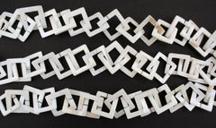 White Mother of Pearl / MOP 25.5-31mm square hoop beads (ETB01280)