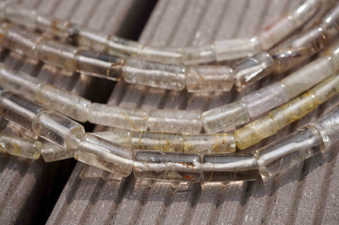 Small Rutilated Quartz (Brazil) 4-7.5mm cylinder beads (ETB00122)