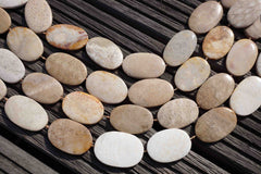 Indonesian Agatized Fossil Coral 23-30mm oval beads (ETB00086)