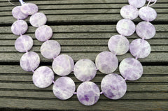 Natural Lavender Amethyst (Madagascar) 30-36mm round disc beads (ETB00244)