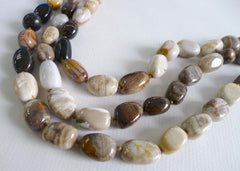 Wood Opalite/ Petrified Wood freeform beads (ETB00039)