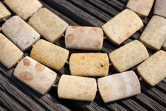 Indonesian Agatized Fossil Coral 36-38mm long rectangular beads (ETB00087)