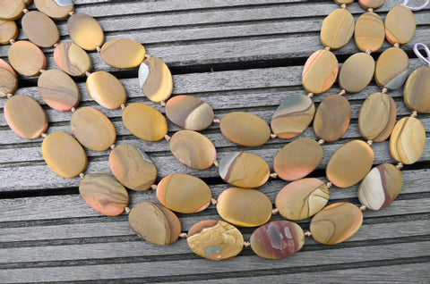 Matte Landscape/ Polychrome jasper 19-22mm oval flat beads (ETB00233)