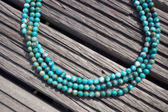 Natural Amazing blue Peruvian Chrysocolla AB grade 5-6mm round beads  (ETB00172)