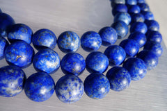 Matte Lapis Lazuli 13-14mm round beads / balls (amazing blue colour with gold sparkles (ETB00030)