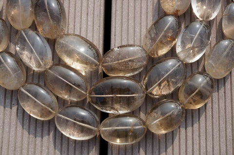 Natural Smoky quartz (Brazil) 18.5-25.5mm oval beads (ETB00115)