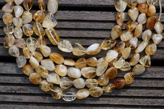Natural Citrine quartz (Brazil) 12-15mm tumble beads (ETB00082)