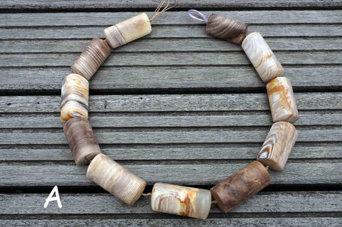 Matte Wood Opalite/ Petrified Wood 17-22mm triangular prism beads (ETB00399)