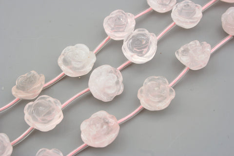 Rose Quartz handmade rose beads (ETB01045)