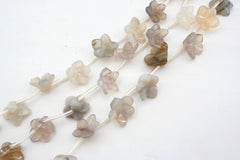 Grey Agate 13-15.5mm handmade flower beads (ETB00350)