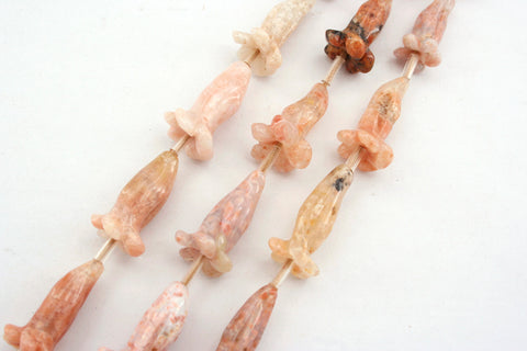 Pink Agate 9-11mm handmade flower beads (ETB01282)