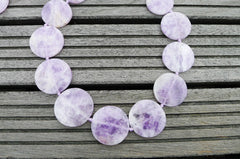 Natural Lavender Amethyst (Madagascar) 25-38mm round disc beads (ETB00242)