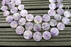 Natural Lavender Amethyst (Madagascar) 25-32mm round disc beads (ETB00243)