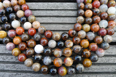 Petrified Rainbow Wood from Arizona 10.5-12.5mm round beads (ETB00255)