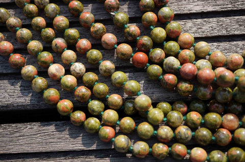 Natural Unakite 7-8mm round beads (ETB00154)