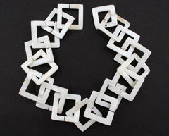 White Mother of Pearl / MOP 25.5-31mm square hoop beads (ETB01280)