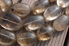 Natural Smoky quartz (Brazil) 18.5-25.5mm oval beads (ETB00115)