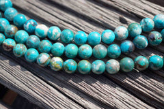 Natural Amazing blue Peruvian Chrysocolla AB grade 5-6mm round beads  (ETB00172)