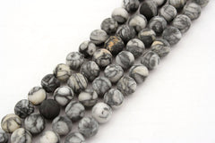 Matte Pinolith 6.5-7mm round beads (ETB01213)