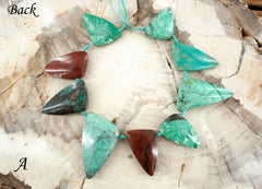 Sonoran Sunrise Sunset Cuperite Chrysocolla triangle beads (ETB00925)