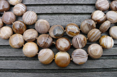 Wood Opalite/ Petrified Wood 14-17.5mm graduate button beads (ETB00215)