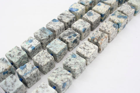 Rare Matte K2 Blue 10.5-12mm Cube shaped beads (ETB01260)