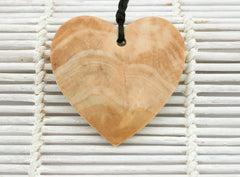 Matte Honey Palm Wood Heart shape pendant (ETP00058)