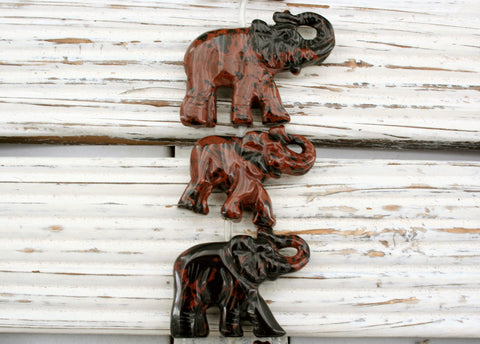 Brown Obsidian 32-40mm elephant beads handmade (ETB01108)