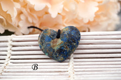 Rare and Natural Azurite heart shape pendants (ETP00317)