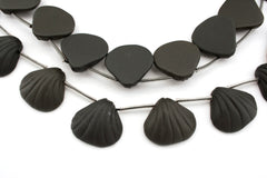 Matte Black Onyx 22.5-25mm shell shape beads (ETB01305)
