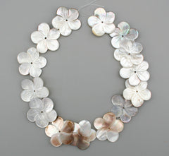 Black Mother of Pearl / MOP 24-29mm handmade flower beads (ETB00359)