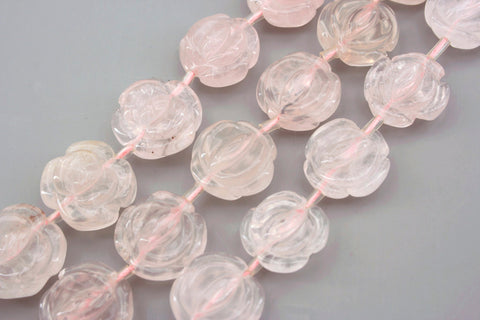 Rose Quartz 15-18mm handmade rose beads (ETB00349)