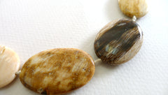 Honey Palm Wood 30x20mm oval flats beads (ETB00015)