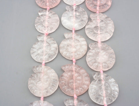 Rose Quartz 21-22.5mm spiral/ snail beads (ETB00306)