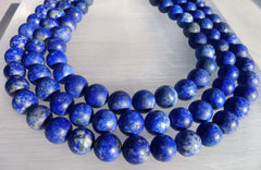 Matte Lapis Lazuli 13-14mm round beads / balls (amazing blue colour with gold sparkles (ETB00030)