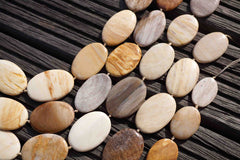 Petrified honey Palm wood / Fossilized Palm wood oval beads /23-26mm (ETB00098)