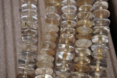 Rutilated Quartz (Brazil) 8.5-10mm rondelle beads (ETB00124)