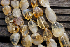 Natural Citrine quartz (Brazil) 12-15mm tumble beads (ETB00082)